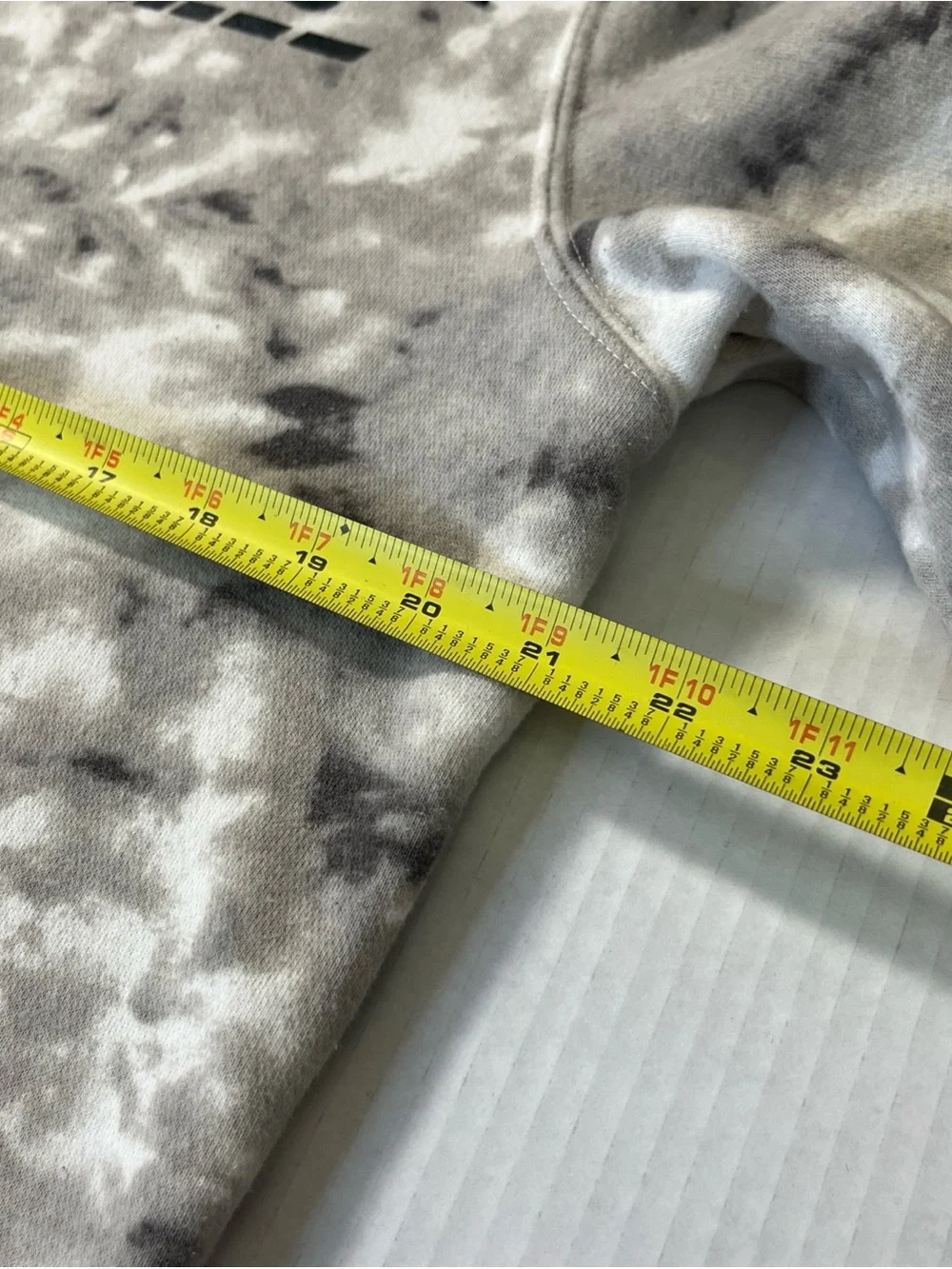 Hollister Men's Gray & Black Tie-Dye Crewneck Hoodie